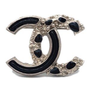 Chanel CC Brooch Pin Corsage Black